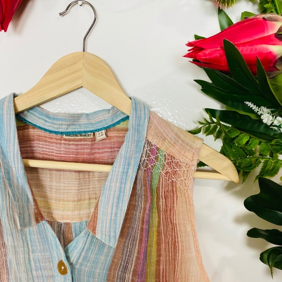 Holding Horses Anthropologie pastel striped top 8 - Picture 2 of 5